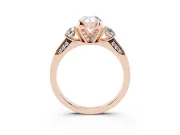 Pear-Shaped Hidden Halo Three Stone Engagement Ring Setting | Pave Gallery | Rose Gold