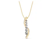 Round Lab-Grown Diamond Graduated S-Curve Pendant Necklace | Ribbon Detail | Yellow Gold