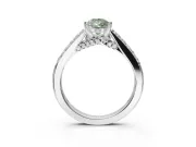 Pear-Shaped Pavé Engagement Ring Setting for a Fancy Green Lab-Grown Diamond | Crossover Gallery | Sterling Silver