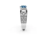 Heart-Shaped Vintage Pave Engagement Ring Setting for a Fancy Blue Lab-Grown Diamond | Milgrain Edges | Platinum
