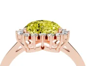 Fancy Yellow Heart Cut Diamond Halo Ring Set in Rose gold with Round Halo and Smooth Solitaire Band