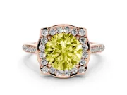 Round Halo Engagement Ring Setting for a Fancy Yellow Lab-Grown Diamond | Petal Tips | Rose Gold