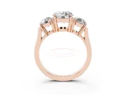 Round Three Stone Engagement Ring Setting | Round Side Stones and Open Baskets | Rose Gold