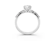 Pear Cut Diamond Solitaire Vine Band Ring Set in White gold with Round Accents and Prong Setting