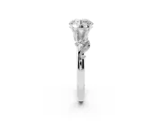 Round Leaf Motif Solitaire Engagement Ring Setting | Accented Leaves | Platinum