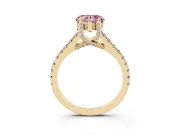 Heart-Shaped Hidden Halo Pave Engagement Ring Setting for a Fancy Pink Lab-Grown Diamond | Claw Prongs | Yellow Gold