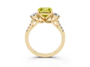 Asscher Cut Three-Stone Engagement Ring Setting for a Fancy Yellow Lab-Grown Diamond | Yellow Gold