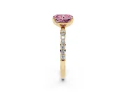 Radiant Cut Pave Solitaire Engagement Ring Setting for a Fancy Pink Lab-Grown Diamond | Slim Band | Yellow Gold