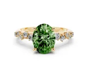 Oval Graduated Accent Engagement Ring Setting for a Fancy Green Lab-Grown Diamond | Yellow Gold