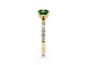 Cushion Cut Pave Solitaire Engagement Ring Setting for a Fancy Green Lab-Grown Diamond | Slim Band | Yellow Gold