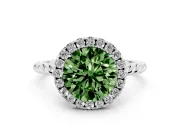 Round Rope Halo Engagement Ring Setting for a Fancy Green Lab-Grown Diamond | Sterling Silver