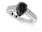 Pear-Shaped Vintage Pavé Engagement Ring Setting for a Black Center | Sterling Silver