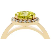 Fancy Yellow Round Cut Diamond Halo Ring Set in Yellow gold with Solitaire Band and Prong Setting