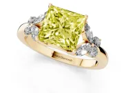 Princess Cut Petal Engagement Ring Setting for a Fancy Yellow Lab-Grown Diamond | Yellow Gold