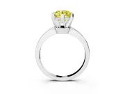 Fancy Yellow Round Cut Diamond Solitaire Engagement Ring Set in Platinum with Slim Tapered Solitaire Band