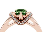Emerald Cut Pavé Collar Engagement Ring Setting for a Fancy Green Lab-Grown Diamond | Rose Gold