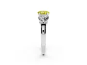 Round Three Stone Engagement Ring Setting for a Fancy Yellow Lab-Grown Diamond | Plain Band | Sterling Silver
