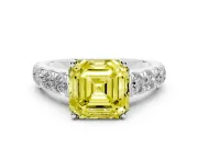 Asscher Cut Engagement Ring Setting for a Fancy Yellow Lab-Grown Diamond | Platinum - Design NV-24643