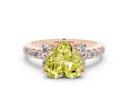 Heart-Shaped Side Stone Engagement Ring Setting for a Fancy Yellow Lab-Grown Diamond | Pave Band | Rose Gold