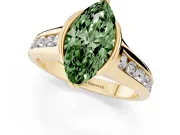 Marquise Half Bezel Engagement Ring Setting for a Fancy Green Lab-Grown Diamond | Yellow Gold