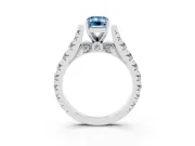 Emerald Cut Graduated Cathedral Engagement Ring Setting for a Fancy Blue Lab-Grown Diamond | Side Stones | Platinum