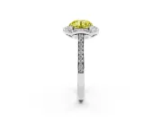 Round Petal Tip Halo Engagement Ring Setting for a Fancy Yellow Lab-Grown Diamond | Pavé Band | Sterling Silver
