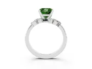 Fancy Green Princess Cut Diamond Solitaire Ring Set in Silver with Marquise Twist Band and Prong Setting