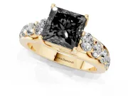 Princess Cut Engagement Ring Setting for a Black Center | Yellow Gold