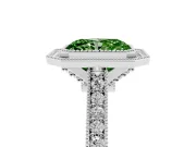 Radiant Cut Vintage Milgrain Halo Engagement Ring Setting for a Fancy Green Lab-Grown Diamond | Bezel Head | White Gold