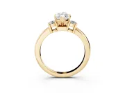 Marquise Three Stone Engagement Ring Setting | Round Side Stones | Yellow Gold