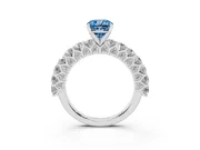 Cushion Cut Shared Prong Engagement Ring Setting for a Fancy Blue Lab-Grown Diamond | Platinum