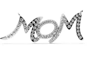 Round Lab-Grown Diamond Pavé Mom Script Pendant Necklace | Connected Letters | Sterling Silver