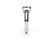 Emerald Cut Three Stone Engagement Ring Setting for a Fancy Blue Lab-Grown Diamond | Basket Prong Heads | White Gold