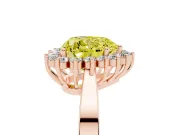 Fancy Yellow Heart Cut Diamond Halo Ring Set in Rose gold with Round Halo and Smooth Solitaire Band