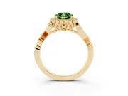 Cushion Cut Leaf Halo Engagement Ring Setting for a Fancy Green Lab-Grown Diamond | Yellow Gold