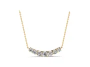 Round Lab-Grown Diamond Graduated Curved Bar Necklace | Prong Set | Yellow Gold