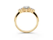 Radiant Cut Diamond Cluster Ring Set in Yellow gold with Beaded Band