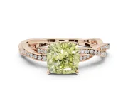 Cushion Cut Twisted Pavé Solitaire Engagement Ring Setting for a Fancy Yellow Lab-Grown Diamond | Rose Gold