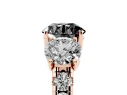 Round Three Stone Engagement Ring Setting for a Black Center | Accented Shoulders | Rose Gold