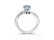 Cushion Cut Bypass Pavé Engagement Ring Setting for a Fancy Blue Lab-Grown Diamond | Platinum