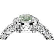 Pear-Shaped Milgrain Halo Engagement Ring Setting for a Fancy Green Lab-Grown Diamond | Wide Pavé Band | White Gold