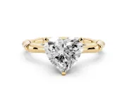 Heart-Shaped Bamboo Solitaire Engagement Ring Setting | Segmented Band | Yellow Gold