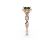 Asscher Cut Milgrain Halo Engagement Ring Setting for a Fancy Green Lab-Grown Diamond | Graduated Shoulders | Rose Gold