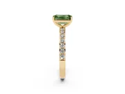 Emerald Cut Pavé Solitaire Engagement Ring Setting for a Fancy Green Lab-Grown Diamond | Single Row Band | Yellow Gold