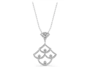 Round Lab-Grown Diamond Pavé Openwork Fan Pendant Necklace | Scalloped Arches | Sterling Silver