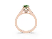 Fancy Green Marquise Cut Diamond Solitaire Pavé Engagement Ring Set in Rose gold with Prong Setting