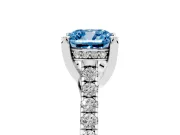 Cushion Cut Hidden Halo Pave Engagement Ring Setting for a Fancy Blue Lab-Grown Diamond | Claw Prongs | Platinum