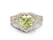 Heart-Shaped Halo Pavé Engagement Ring Setting for a Fancy Yellow Lab-Grown Diamond | Narrow Split Shank | Yellow Gold