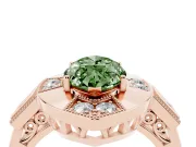 Marquise Milgrain Sectioned Halo Engagement Ring Setting for a Fancy Green Lab-Grown Diamond | Rose Gold