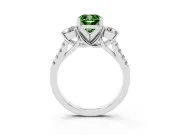 Cushion Cut Three-Stone Engagement Ring Setting for a Fancy Green Lab-Grown Diamond | White Gold
